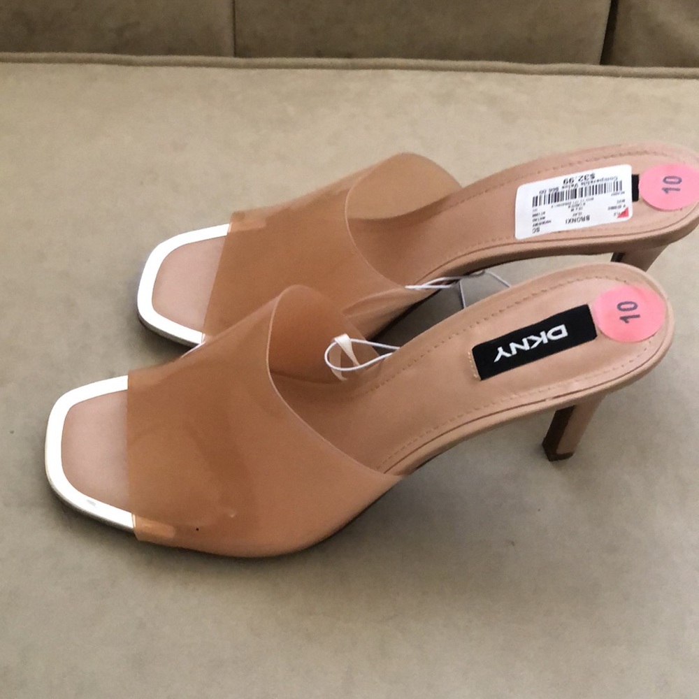 DKNY Bronx Clay Size 10 Mule Slides Heels 4” - Picture 3 of 7